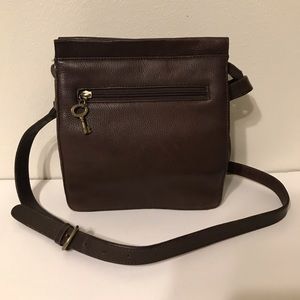 Vintage 90’s Fossil 1954 Dark Brown Leather Crossbody Organizer Purse #75082